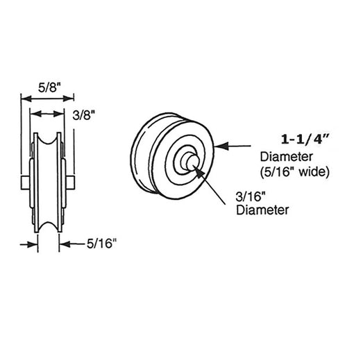 Roller - Sliding Patio Door, Nylon Ball Bearing - 1-1/4
