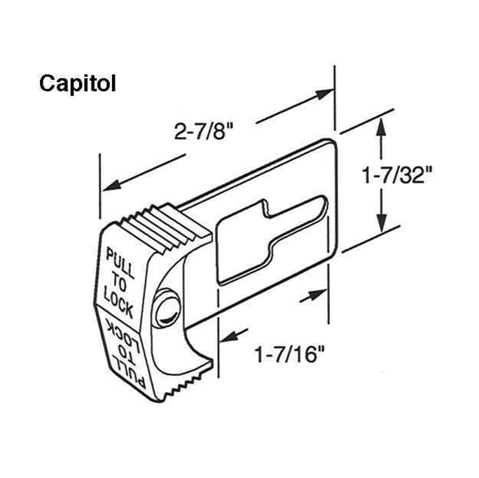 Capitol Door Locking Bar Die-Cast Base with Plastic Pull 1-1/8