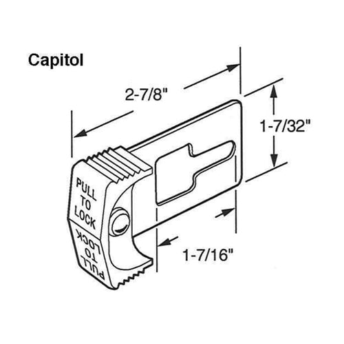 Capitol Door Locking Bar Die-Cast Base with Plastic Pull 1-1/8