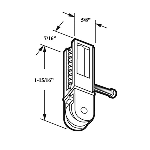 Bottom Mount Roller Assembly with 9/16 Inch Wheel for Sliding Screen Door - Bottom Mount Roller Assembly with 9/16 Inch Wheel for Sliding Screen Door