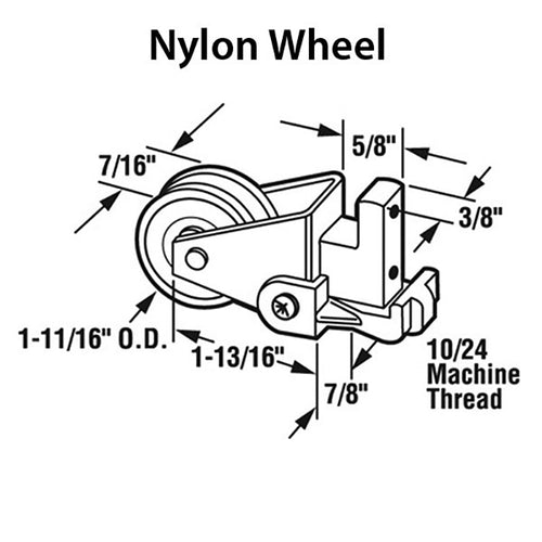 Sliding Door Roller with Adjustable Diecast Housing Assembly 1.688 Inch Nylon Ball Bearing Wheel Diameter - Sliding Door Roller with Adjustable Diecast Housing Assembly 1.688 Inch Nylon Ball Bearing Wheel Diameter