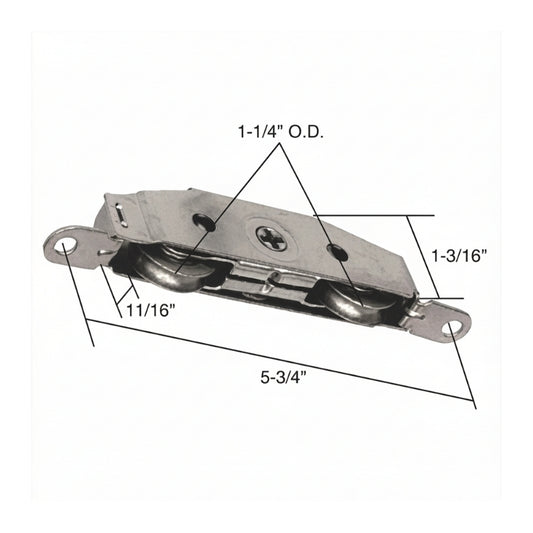 Door Roller for Sliding Patio Door 1.25 Inch Steel Ball Bearing Wheel Diameter Tandem Wheel Door Roller