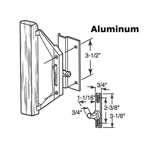 Trimview Sliding Patio Door Handle Set - 3-1/2 Inch Hole Center, Aluminum - Trimview Sliding Patio Door Handle Set - 3-1/2 Inch Hole Center, Aluminum