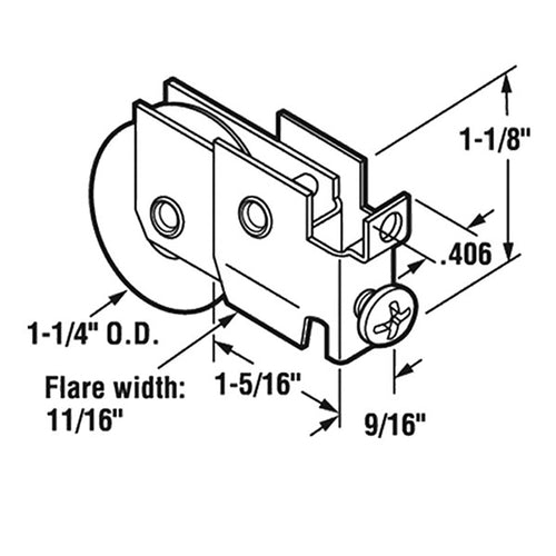 Roller Assembly for Sliding Patio Door with Steel Housing 1.25 Inch Nylon Wheel Diameter - Roller Assembly for Sliding Patio Door with Steel Housing 1.25 Inch Nylon Wheel Diameter