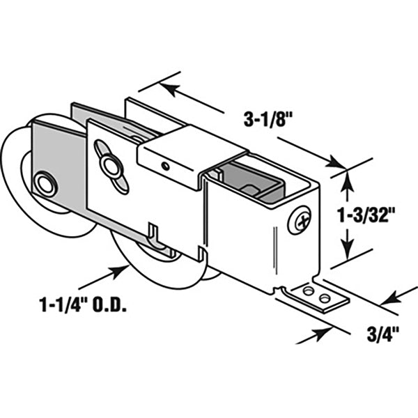 Roller Assembly for Sliding Patio Door Tandem Roller with Adjustable Steel Housing 1.25 Inch Steel Ball Bearing Wheel Diameter - Roller Assembly for Sliding Patio Door Tandem Roller with Adjustable Steel Housing 1.25 Inch Steel Ball Bearing Wheel Diameter