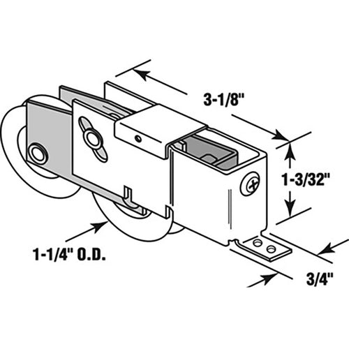 Roller Assembly for Sliding Patio Door Tandem Roller with Adjustable Steel Housing 1.25 Inch Steel Ball Bearing Wheel Diameter - Roller Assembly for Sliding Patio Door Tandem Roller with Adjustable Steel Housing 1.25 Inch Steel Ball Bearing Wheel Diameter