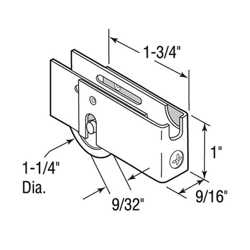 Sliding Door Roller Assembly for Better-Bilt Doors with Adjustable Steel U Tab Housing 1.25 Inch Nylon Ball Bearing Wheel Diameter - Sliding Door Roller Assembly for Better-Bilt Doors with Adjustable Steel U Tab Housing 1.25 Inch Nylon Ball Bearing Wheel Diameter