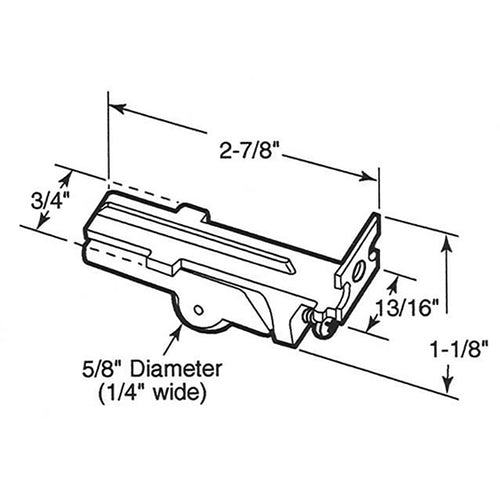 Roller Assembly for Sliding Patio Doors with Adjustable Diecast Housing 0.625 Inch Nylon Wheel Diameter - Roller Assembly for Sliding Patio Doors with Adjustable Diecast Housing 0.625 Inch Nylon Wheel Diameter