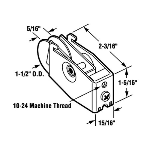 Roller Assembly - Sliding Patio Door, Steel Ball Bearing, 1-1/2