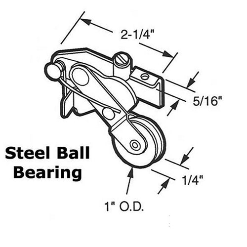 Spring Loaded Roller Assembly with 1 Inch Steel Wheel for Sliding Screen Door - Spring Loaded Roller Assembly with 1 Inch Steel Wheel for Sliding Screen Door