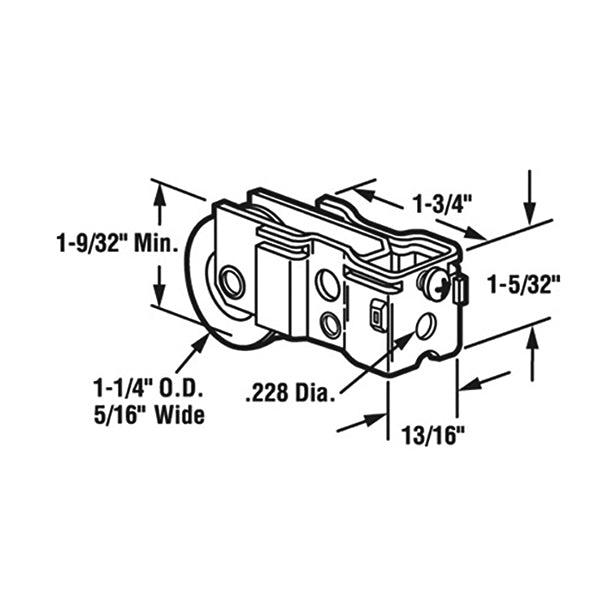 Sliding Glass Door Roller Assembly 1.25 Inch Steel Ball Bearing Wheel Diameter - Sliding Glass Door Roller Assembly 1.25 Inch Steel Ball Bearing Wheel Diameter
