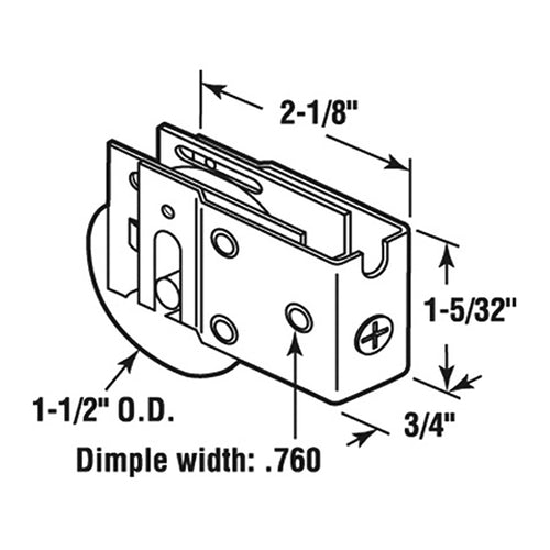 Sliding Patio Door Roller Assembly with Adjustable Steel U Tab Housing 1.5 Inch Steel Ball Bearing Wheel Diameter - Sliding Patio Door Roller Assembly with Adjustable Steel U Tab Housing 1.5 Inch Steel Ball Bearing Wheel Diameter