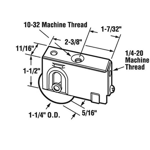 Sliding Door Roller Assembly with Adjustable Steel Plain Back Housing 1.25 Inch Steel Ball Bearing Wheel Diameter - Sliding Door Roller Assembly with Adjustable Steel Plain Back Housing 1.25 Inch Steel Ball Bearing Wheel Diameter