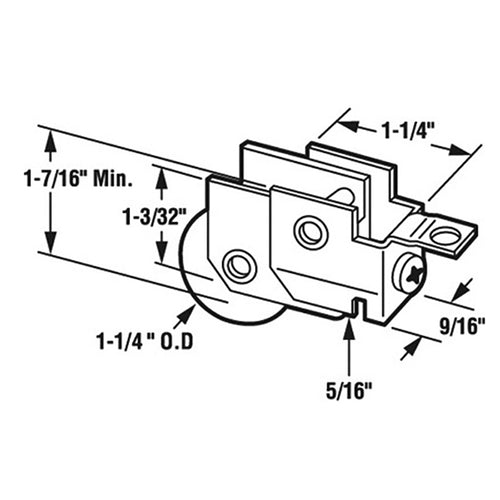 Sliding Patio Door Roller Assembly with Adjustable Steel B Tab Housing 1.25 Inch Steel Ball Bearing Wheel Diameter - Sliding Patio Door Roller Assembly with Adjustable Steel B Tab Housing 1.25 Inch Steel Ball Bearing Wheel Diameter