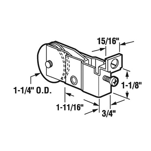 Sliding Door Roller For Ador Premier Hi Lite Glass Doors 1.25 Inch Nylon Wheel with Adjustable F Tab Metal Housing - Sliding Door Roller For Ador Premier Hi Lite Glass Doors 1.25 Inch Nylon Wheel with Adjustable F Tab Metal Housing