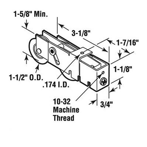 Sliding Patio Door Tandem Roller with Plain Back Housing Dual Concave Wheels 1.25 Inch Steel Wheel Diameter - Sliding Patio Door Tandem Roller with Plain Back Housing Dual Concave Wheels 1.25 Inch Steel Wheel Diameter