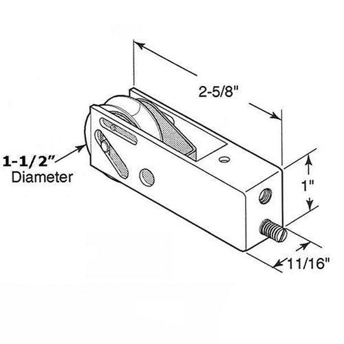 Sliding Patio Door Roller Assembly with Adjustable Housing 1.5 Inch Steel Wheel Diameter - Sliding Patio Door Roller Assembly with Adjustable Housing 1.5 Inch Steel Wheel Diameter