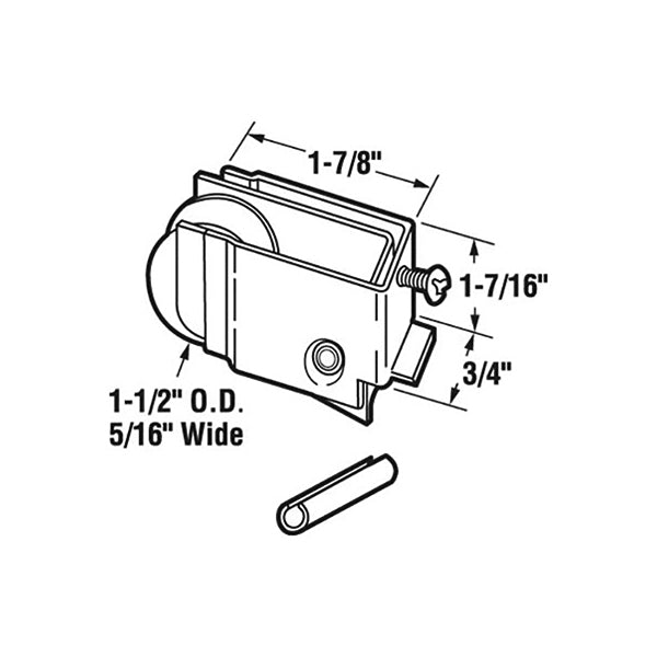 Sliding Door Roller for Lumidor and C.E. Stanley Doors 1.5 Inch Nylon Ball Bearing With Steel Housing - Sliding Door Roller for Lumidor and C.E. Stanley Doors 1.5 Inch Nylon Ball Bearing With Steel Housing