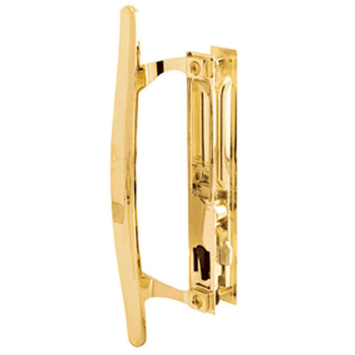 Sliding Door Handle Set, Flush Mount, Keyed, 6-5/8 inch hole center, Brass Plated - Sliding Door Handle Set, Flush Mount, Keyed, 6-5/8 inch hole center, Brass Plated