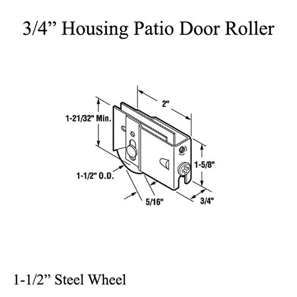 Sliding Patio Door Roller 1.5 Inch Steel Wheel Diameter - Sliding Patio Door Roller 1.5 Inch Steel Wheel Diameter