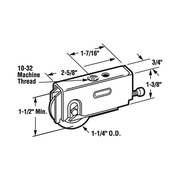 Sliding Patio Door Roller Assembly with Adjustable Steel Housing 1.25 Inch Nylon Ball Bearing Wheel Diameter - Sliding Patio Door Roller Assembly with Adjustable Steel Housing 1.25 Inch Nylon Ball Bearing Wheel Diameter
