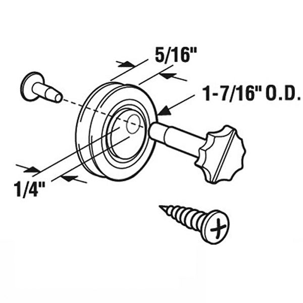 Door Roller for Sliding Patio Door 1-7/16 Inch Nylon Wheel Diameter with 1/4 Inch Off Center Hole - Door Roller for Sliding Patio Door 1-7/16 Inch Nylon Wheel Diameter with 1/4 Inch Off Center Hole