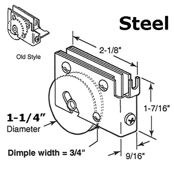 Sliding Patio Door Roller 1.25 Steel Wheel C Tab Housing Door Roller - Sliding Patio Door Roller 1.25 Steel Wheel C Tab Housing Door Roller