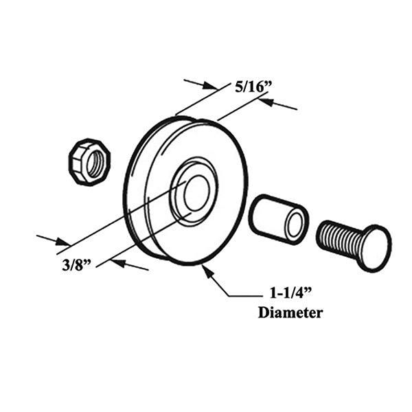 Bottom Mount Roller Assembly with 1.25 Inch Nylon Wheel for Sliding Screen Door - Bottom Mount Roller Assembly with 1.25 Inch Nylon Wheel for Sliding Screen Door