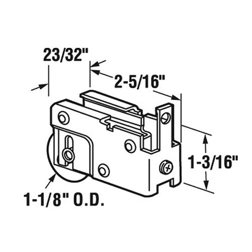 Sliding Door Roller Single Steel Ball Bearing Roller E-Tab Style Housing Adjustable Backing 1.125 Inch Steel Wheel - Sliding Door Roller Single Steel Ball Bearing Roller E-Tab Style Housing Adjustable Backing 1.125 Inch Steel Wheel