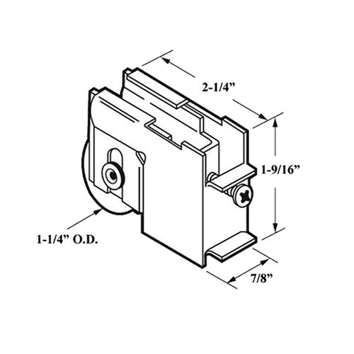 Peachtree Citation 3 Sliding Door Roller 1.25 Inch Steel Wheel Door Roller - Peachtree Citation 3 Sliding Door Roller 1.25 Inch Steel Wheel Door Roller