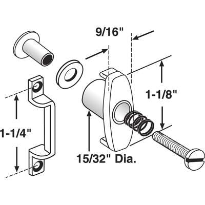 Non-Handed Diecast Latch & Strike Kit with Screws for Sliding Screen Door - Non-Handed Diecast Latch & Strike Kit with Screws for Sliding Screen Door