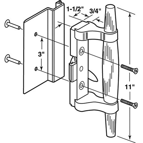 Handle Set - Sliding Patio Door, International - Clamp Latch - Aluminum - Handle Set - Sliding Patio Door, International - Clamp Latch - Aluminum