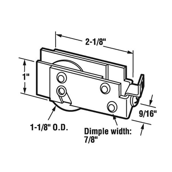 Sliding Door Roller Assembly with Adjustable Steel Housing 1.125 Inch Steel Ball Bearing Wheel Diameter - Sliding Door Roller Assembly with Adjustable Steel Housing 1.125 Inch Steel Ball Bearing Wheel Diameter