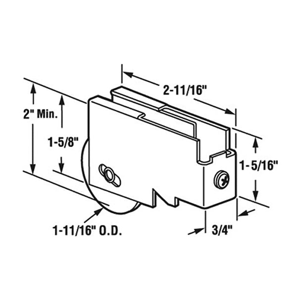 Sliding Door Roller Nylon Ball Bearing Roller Assembly Plain Back Steel Construction Single Door Roller 1.688 Inch Nylon Wheel Diameter - Sliding Door Roller Nylon Ball Bearing Roller Assembly Plain Back Steel Construction Single Door Roller 1.688 Inch Nylon Wheel Diameter