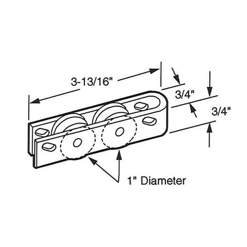 Sliding Door Tandem Roller Assembly with Aluminum Housing 1 Inch Nylon Wheel Diameter - Sliding Door Tandem Roller Assembly with Aluminum Housing 1 Inch Nylon Wheel Diameter