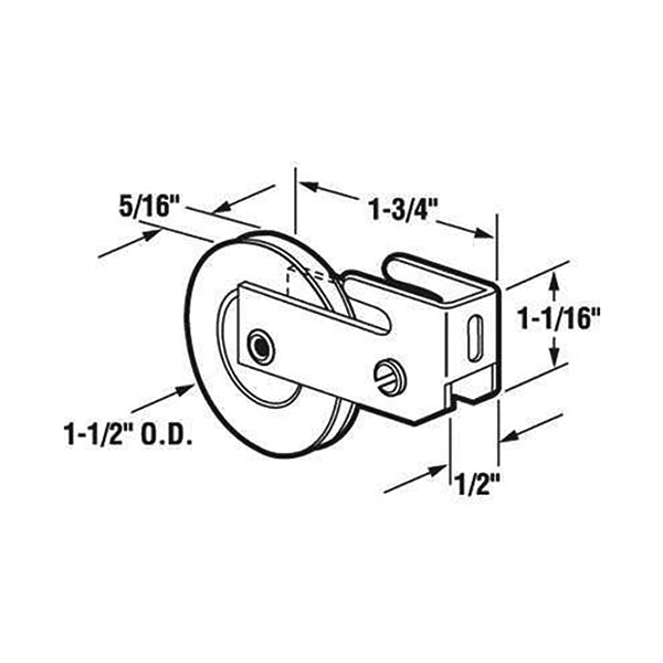 Sliding Door Roller With Steel Hook Tab Housing 1.5 Inch Steel Wheel Diameter - Sliding Door Roller With Steel Hook Tab Housing 1.5 Inch Steel Wheel Diameter