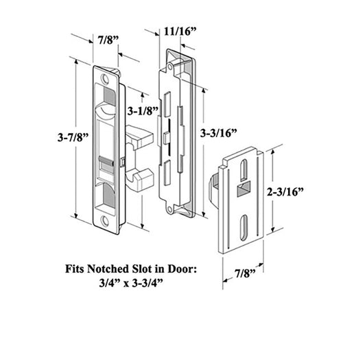 Non-Handed Latch, Pull & Strike for Sliding Screen Door - Black - Non-Handed Latch, Pull & Strike for Sliding Screen Door - Black