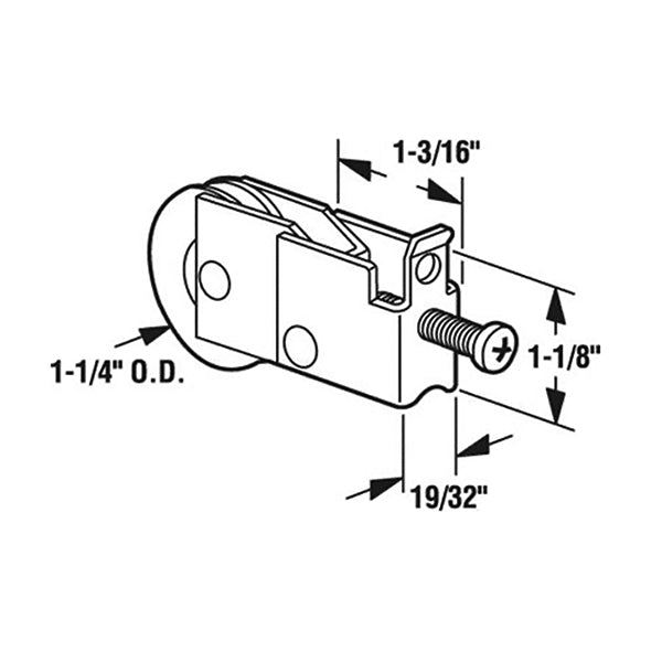 Sliding Door Roller With Steel L Tab Housing With 1.25 Inch Nylon Wheel - Sliding Door Roller With Steel L Tab Housing With 1.25 Inch Nylon Wheel
