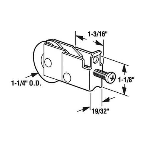 Sliding Door Roller With Steel L Tab Housing With 1.25 Inch Nylon Wheel - Sliding Door Roller With Steel L Tab Housing With 1.25 Inch Nylon Wheel
