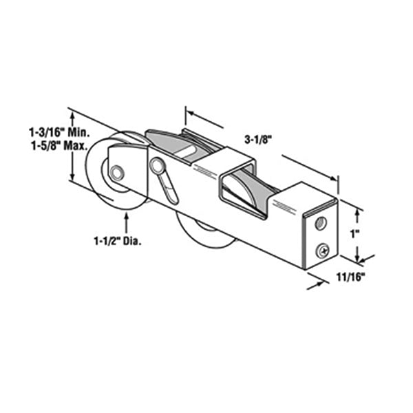 Vinyl Sliding Patio Door Tandem Roller 1.5 Inch Steel Wheel Diameter - Vinyl Sliding Patio Door Tandem Roller 1.5 Inch Steel Wheel Diameter