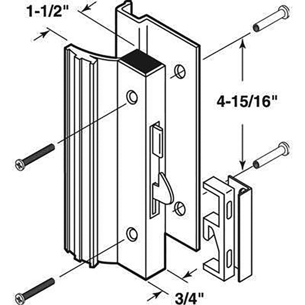 Sliding Glass Door Handle Set Universal 4-15/16 Inch Hole Center - Sliding Glass Door Handle Set Universal 4-15/16 Inch Hole Center