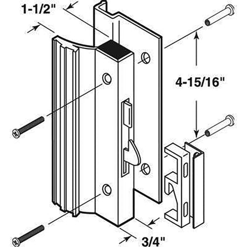 Sliding Glass Door Handle Set Universal 4-15/16 Inch Hole Center - Sliding Glass Door Handle Set Universal 4-15/16 Inch Hole Center
