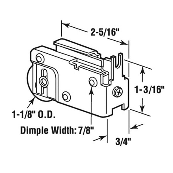 Roller Assembly for Sliding Patio Doors with Adjustable Steel Housing 1.125 Inch Steel Ball Bearing Wheel Diameter - Roller Assembly for Sliding Patio Doors with Adjustable Steel Housing 1.125 Inch Steel Ball Bearing Wheel Diameter