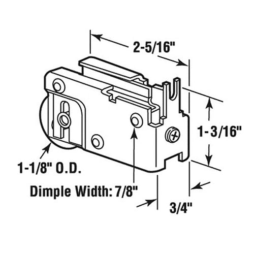 Roller Assembly for Sliding Patio Doors with Adjustable Steel Housing 1.125 Inch Steel Ball Bearing Wheel Diameter - Roller Assembly for Sliding Patio Doors with Adjustable Steel Housing 1.125 Inch Steel Ball Bearing Wheel Diameter