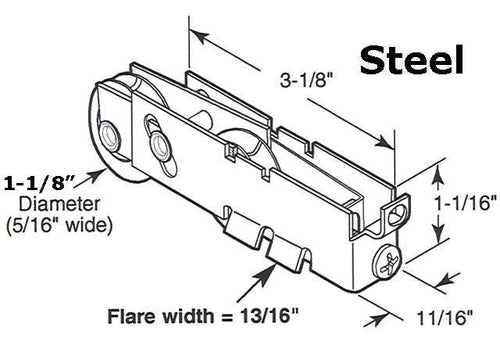 Door Tandem Roller F Tab Housing 1.125 Inch Steel Dual Wheel Sliding Patio Door Roller - Door Tandem Roller F Tab Housing 1.125 Inch Steel Dual Wheel Sliding Patio Door Roller