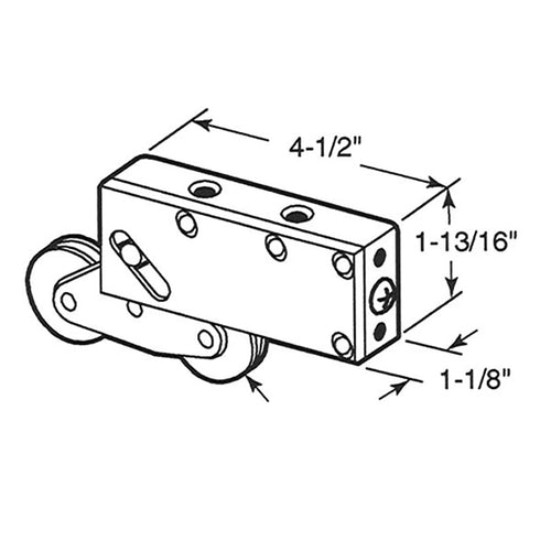 Sliding Patio Door Tandem Roller For Kawneer Doors with Stainless Steel Housing 1.25 inch Stainless Steel Wheel Diameter - Sliding Patio Door Tandem Roller For Kawneer Doors with Stainless Steel Housing 1.25 inch Stainless Steel Wheel Diameter