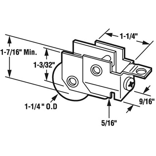 Sliding Patio Door Roller Assembly with Adjustable Steel Housing 1.25 Inch Nylon Ball Bearing Wheel Diameter - Sliding Patio Door Roller Assembly with Adjustable Steel Housing 1.25 Inch Nylon Ball Bearing Wheel Diameter