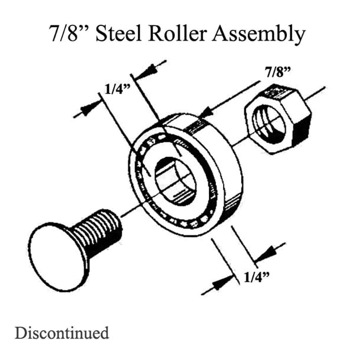 Discontinued - 7/8 Inch Flat Edge Steel Ball Bearing Roller Assembly for Sliding Glass Door - Discontinued - 7/8 Inch Flat Edge Steel Ball Bearing Roller Assembly for Sliding Glass Door