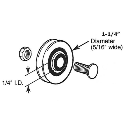 Roller Only, 1-1/4 Diameter Nylon Wheel - Roller Only, 1-1/4 Diameter Nylon Wheel
