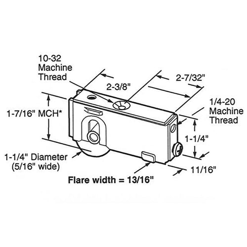 Sliding Door Roller Steel Roller with Ball Bearing Adjustable Plain Back Housing 1.25 Inch Roller for Blomberg Doors - Sliding Door Roller Steel Roller with Ball Bearing Adjustable Plain Back Housing 1.25 Inch Roller for Blomberg Doors